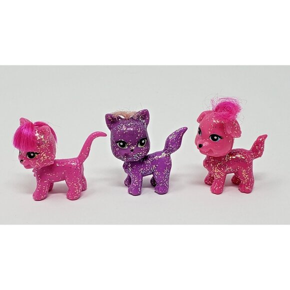 6 Polly Pocket Glitter Pets 4 Cats & 2 Dogs Figures - Picture 2 of 3